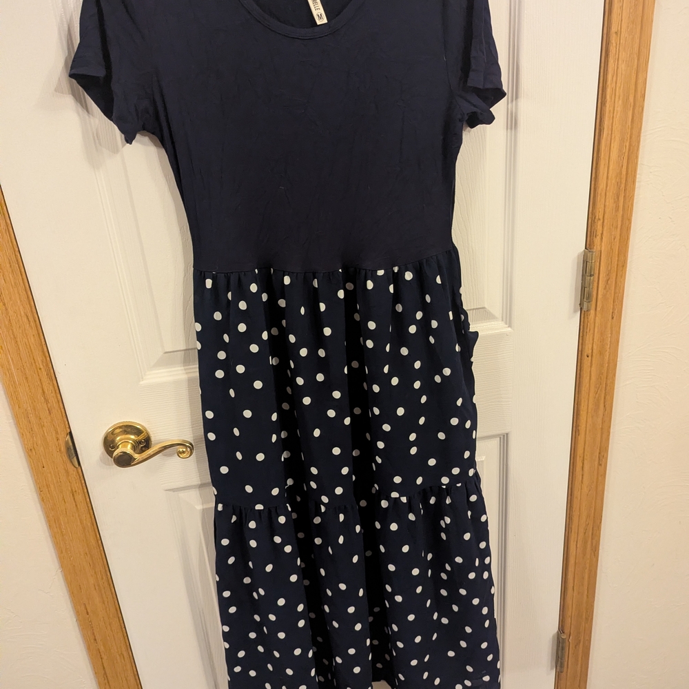 Navy Polka Dot Maxi Dress
